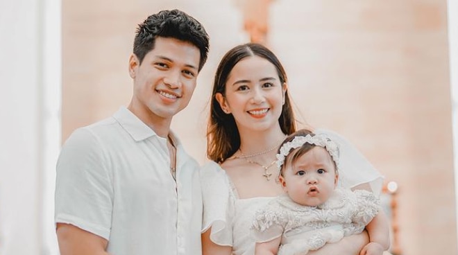 Vin Abrenica and Sophie Albert’s daughter gets baptized