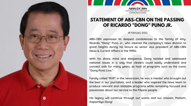ABS-CBN releases statement on the passing of veteran broadcaster Ricardo ‘Dong’ Puno Jr.