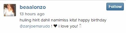 Bea misses Zanjoe