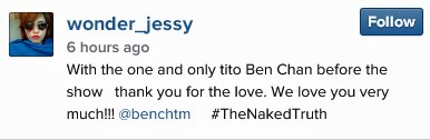 Jessy with Ben Chan at Bench Naked Truth
