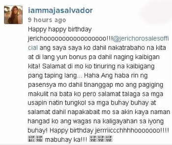 Maja's birthday message for Jericho