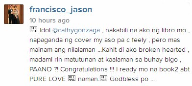 Jason Francisco buys Alex Gonzaga's book