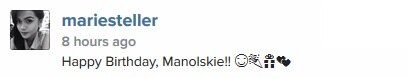 Happy birthday, Manolskie from Maris