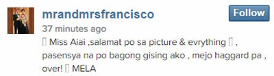 Ang bagong gising na si Baby Mela kasama si Aiai delas Alas