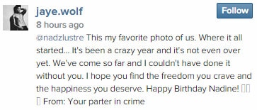 James's sweet birthday message for his 'partner in crime' Nadine