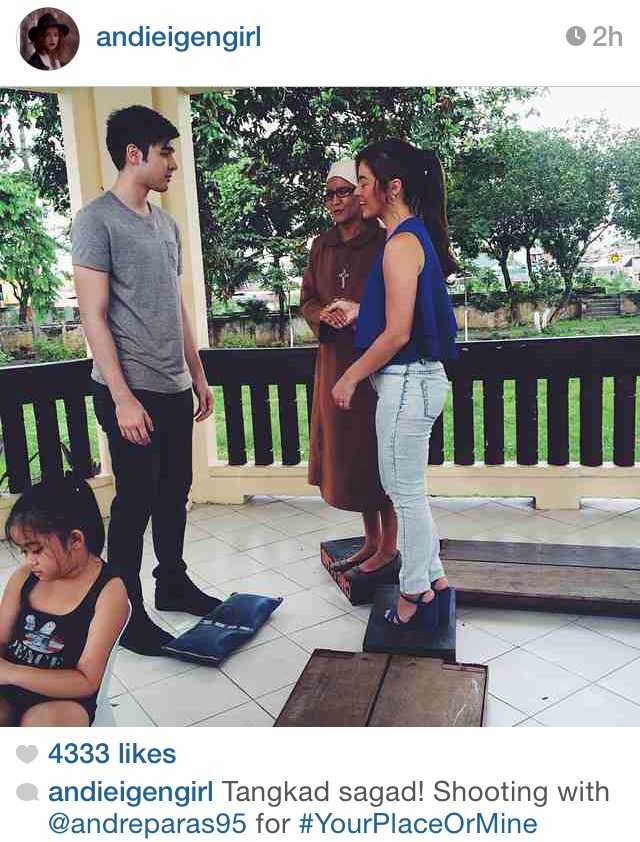 Andi shoots a scene with Andre Paras