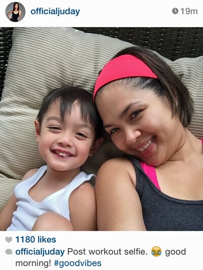 Juday's post workout selfie with Lucho