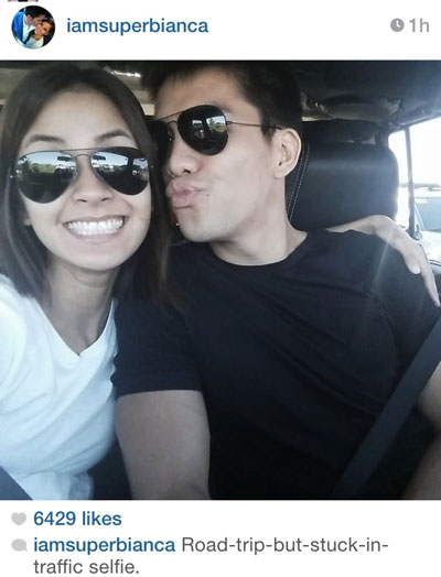 Bianca and JC's selfie habang traffic