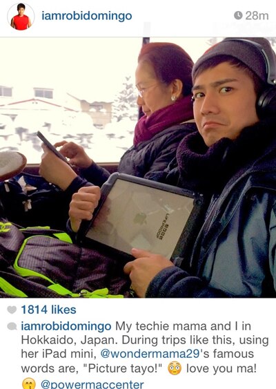 Robi with his techie mama in Japan
