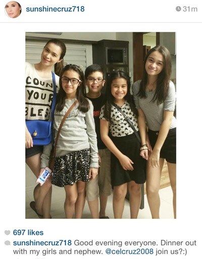 Sunshine's dinner out with her girls and nephew