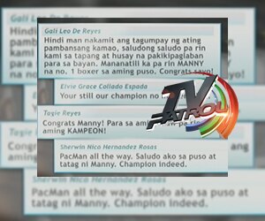 Todo suporta pa rin ang buong sambayanan para kay Pacman