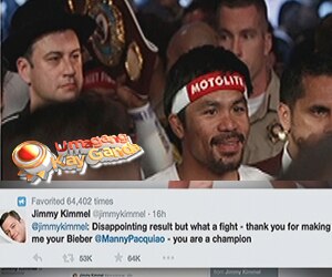 Pacquiao, champion pa rin para kay Jimmy Kimmel sa kabila ng pagkatalo kay Mayweather