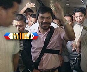 Pacquiao, mainit na sinalubong sa ABS-CBN Compound