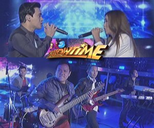 Angeline and Erik nakipagjamming with 4WillDrive band sa It's Showtime