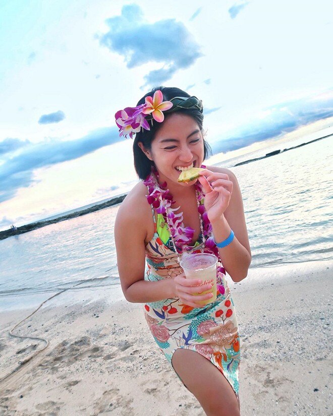 HAPPY IN HAWAII! Gretchen Ho enjoys the 